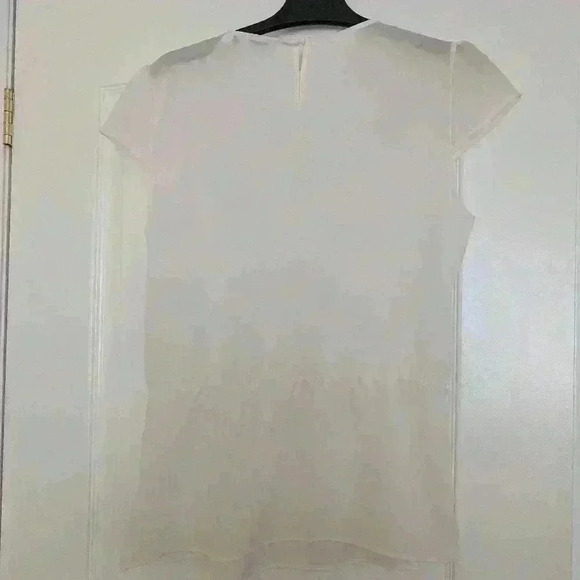 Reitmans size Small off white shirt with embellished collar blue and white pearl - Picture 8 of 8